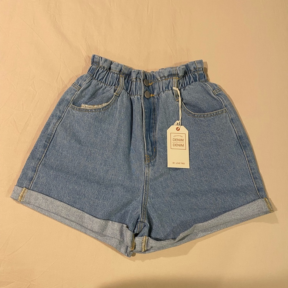 Love Tree Denim Scrunch Waist Shorts Size Small
